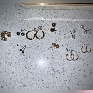Vintage Gold and Silver Tone Earring Bundle - 10 pairs